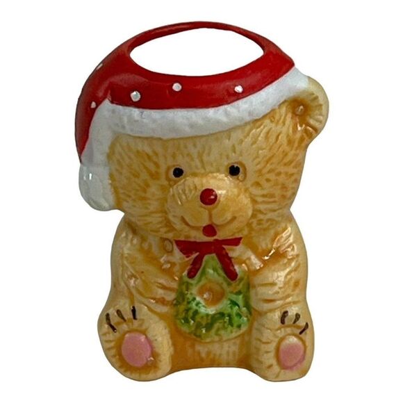 Vintage RUSS BERRIE Christmas Bears Mini Candle Holders Set Of 4 Taper 4.75” Lot - Picture 2 of 8